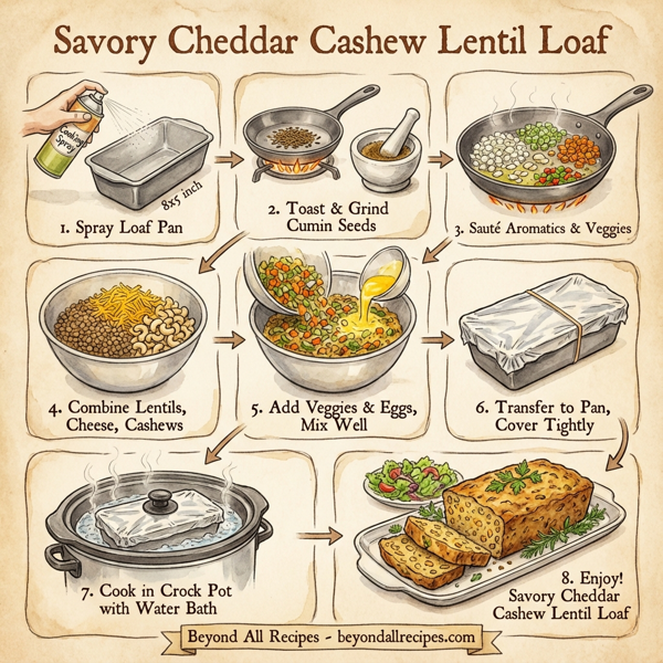 Savory Cheddar Cashew Lentil Loaf instructions