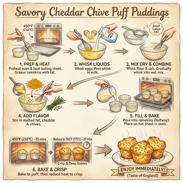 Savory Cheddar Chive Puff Puddings instructions