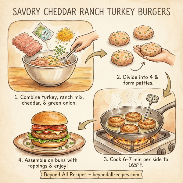 Savory Cheddar Ranch Turkey Burgers instructions