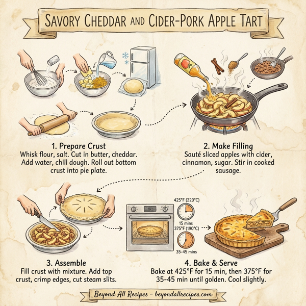 Savory Cheddar and Cider-Pork Apple Tart instructions