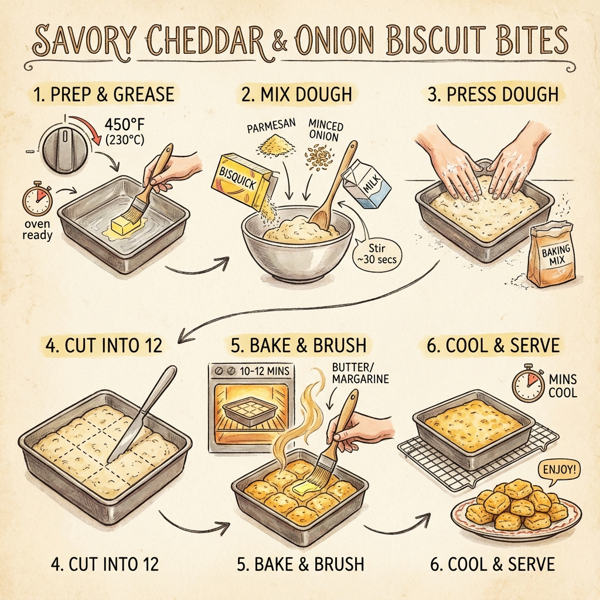 Savory Cheddar and Onion Biscuit Bites instructions