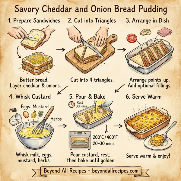 Savory Cheddar and Onion Bread Pudding instructions