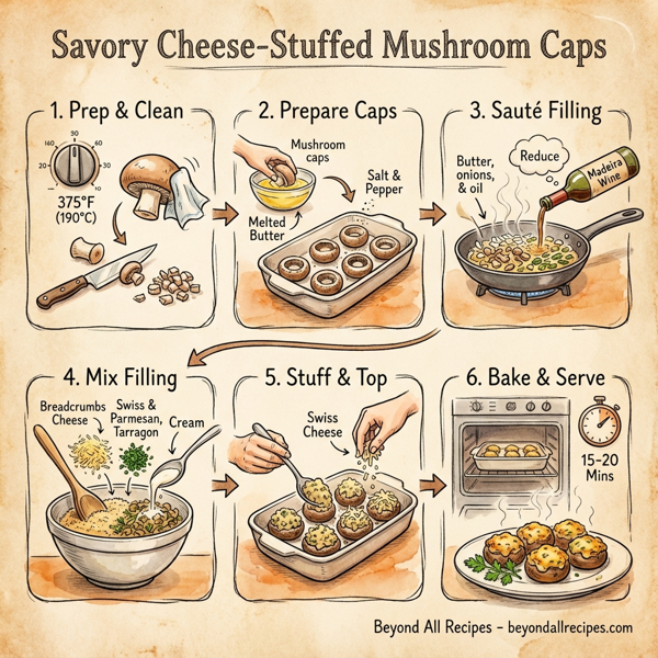 Savory Cheese-Stuffed Mushroom Caps instructions