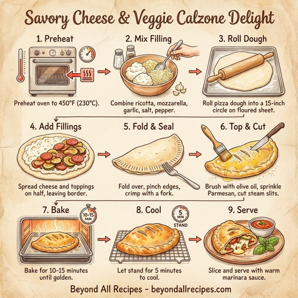Savory Cheese & Veggie Calzone Delight instructions