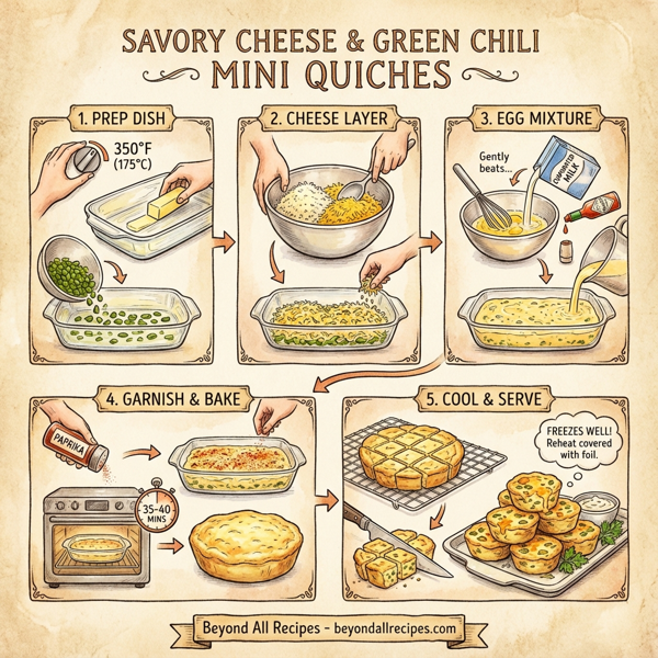 Savory Cheese and Green Chili Mini Quiches instructions