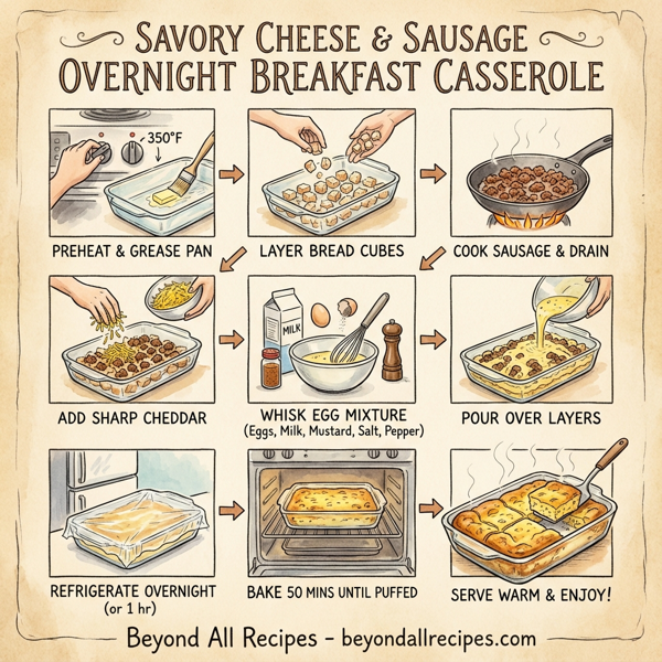 Savory Cheese and Sausage Overnight Breakfast Casserole instructions