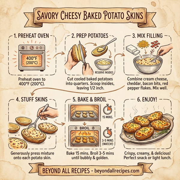 Savory Cheesy Baked Potato Skins instructions