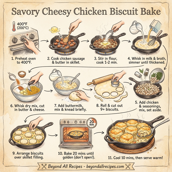 Savory Cheesy Chicken Biscuit Bake instructions