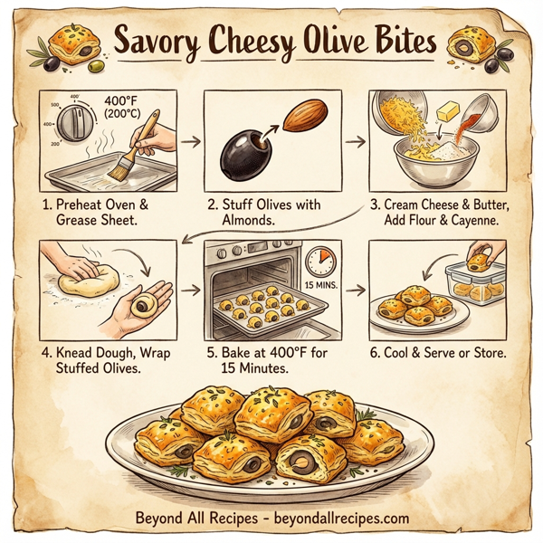 Savory Cheesy Olive Bites instructions