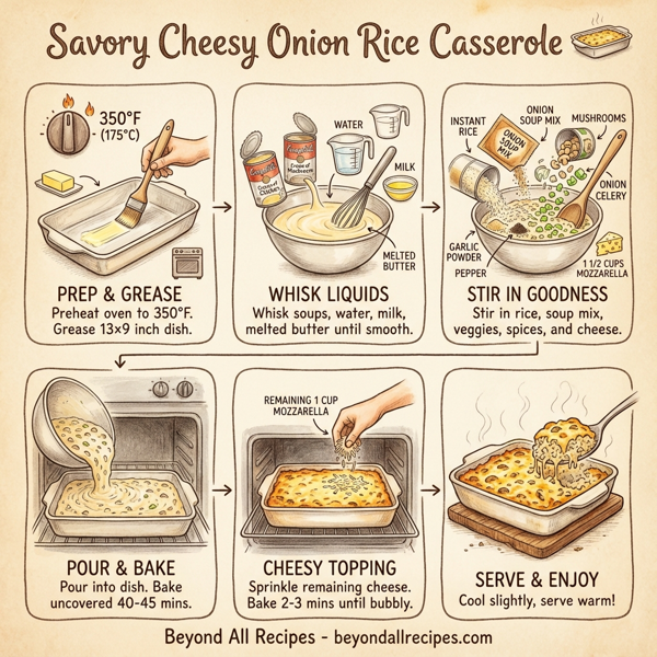 Savory Cheesy Onion Rice Casserole instructions