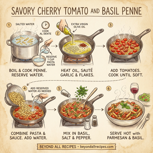 Savory Cherry Tomato and Basil Penne instructions
