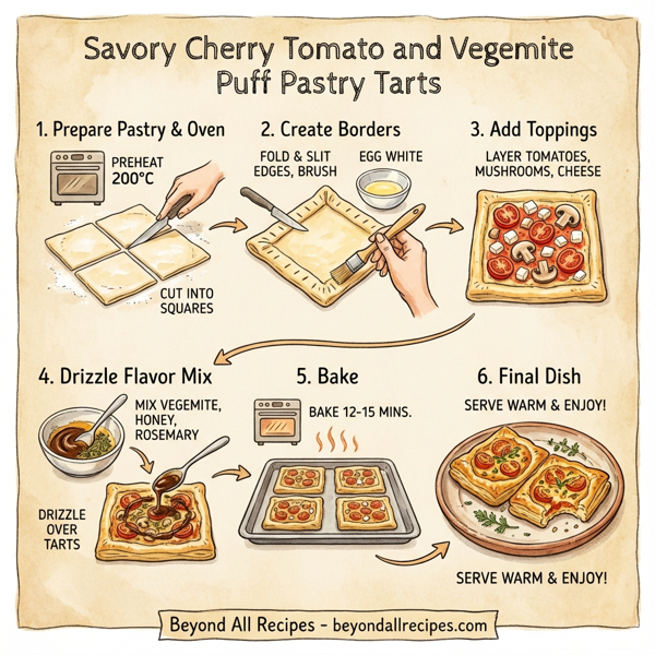 Savory Cherry Tomato and Vegemite Puff Pastry Tarts instructions