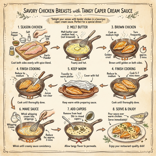 Savory Chicken Breasts with Tangy Caper Cream Sauce instructions