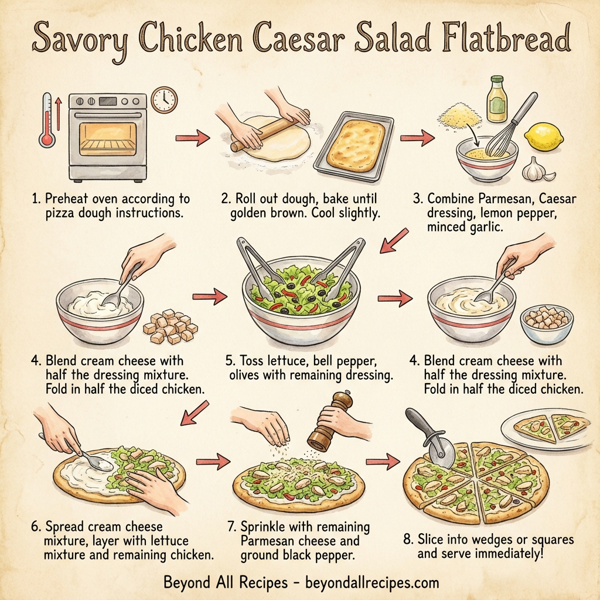 Savory Chicken Caesar Salad Flatbread instructions