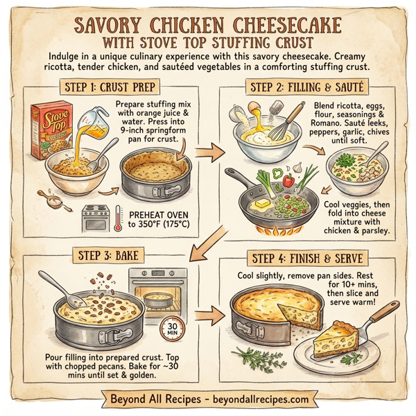 Savory Chicken Cheesecake with Stove Top Stuffing Crust instructions