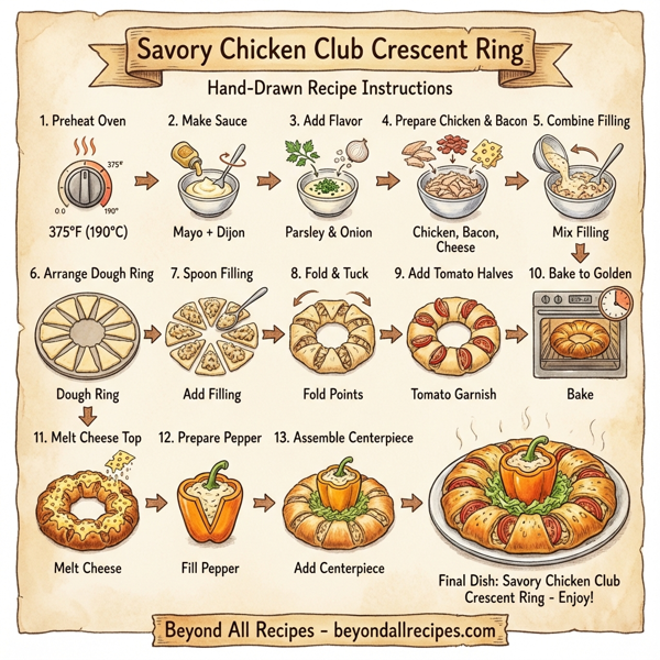 Savory Chicken Club Crescent Ring instructions