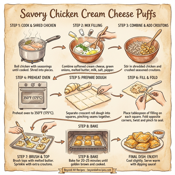 Savory Chicken Cream Cheese Puffs instructions