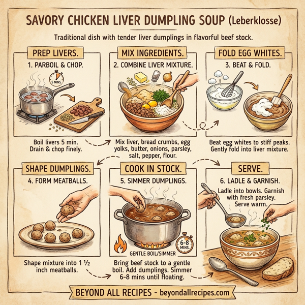 Savory Chicken Liver Dumpling Soup instructions