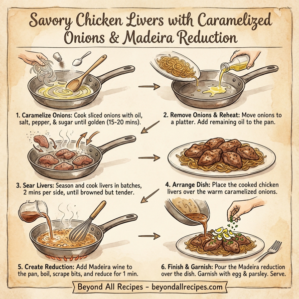 Savory Chicken Livers with Caramelized Onions and Madeira Reduction instructions