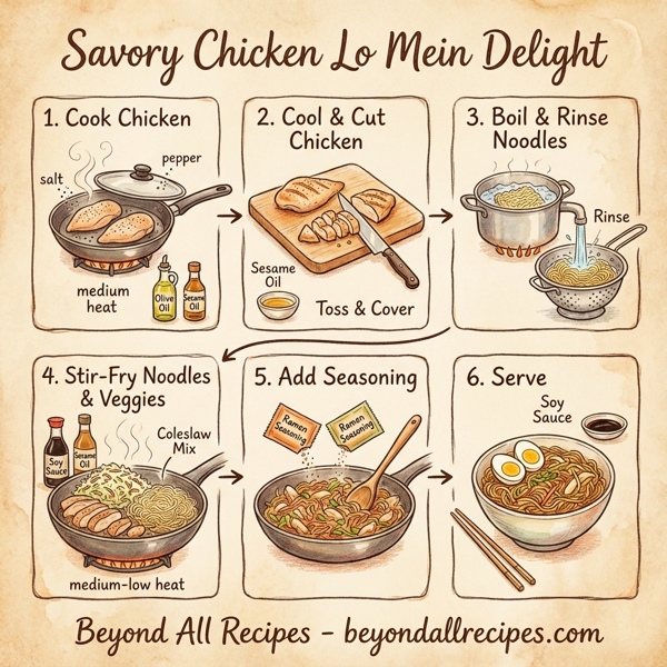 Savory Chicken Lo Mein Delight instructions