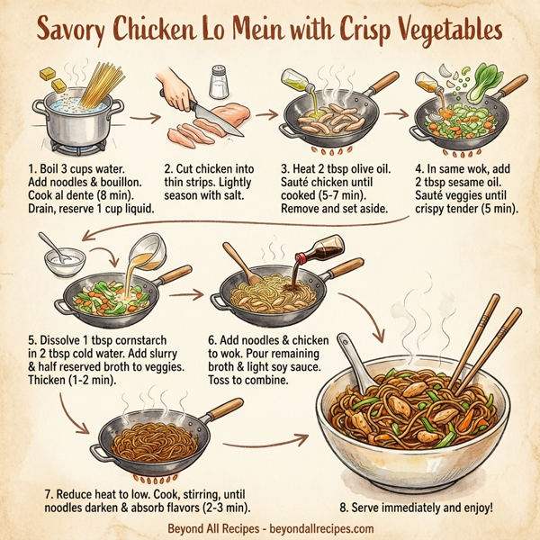 Savory Chicken Lo Mein with Crisp Vegetables instructions