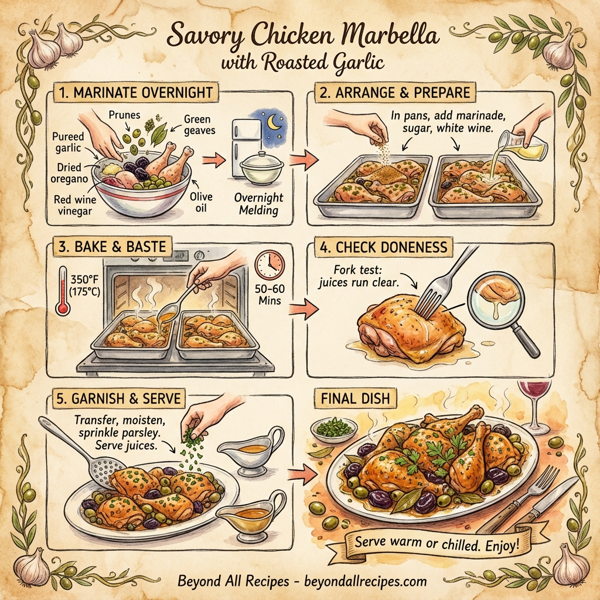 Savory Chicken Marbella with Roasted Garlic instructions