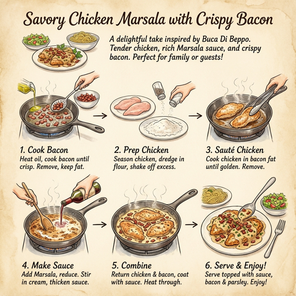 Savory Chicken Marsala with Crispy Bacon instructions