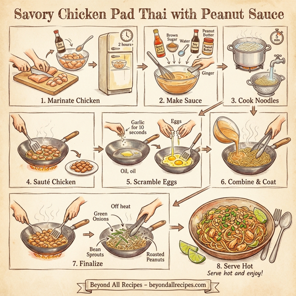 Savory Chicken Pad Thai with Peanut Sauce instructions