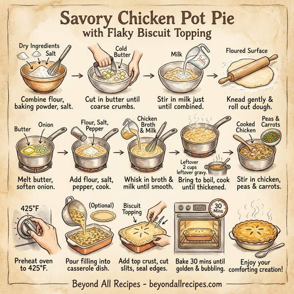 Savory Chicken Pot Pie with Flaky Biscuit Topping instructions