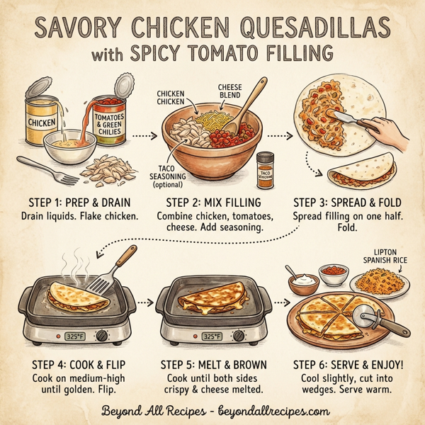 Savory Chicken Quesadillas with Spicy Tomato Filling instructions
