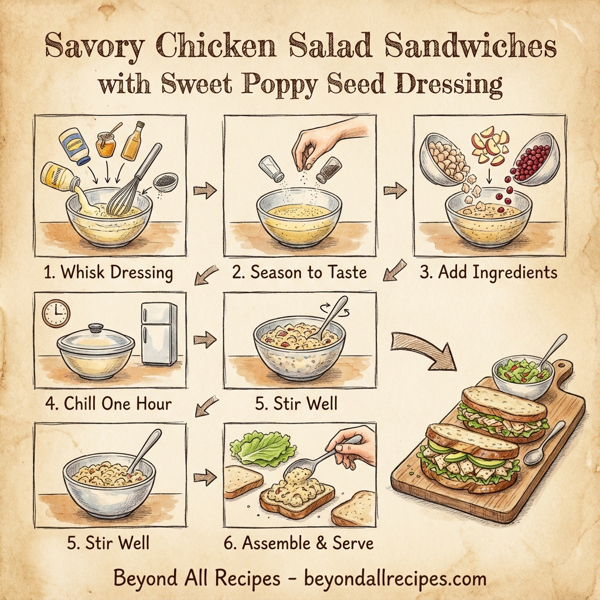 Savory Chicken Salad Sandwiches with Sweet Poppy Seed Dressing instructions