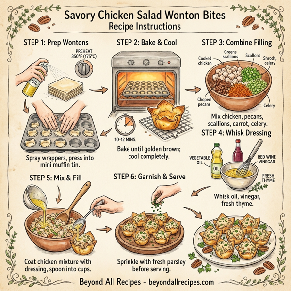 Savory Chicken Salad Wonton Bites instructions
