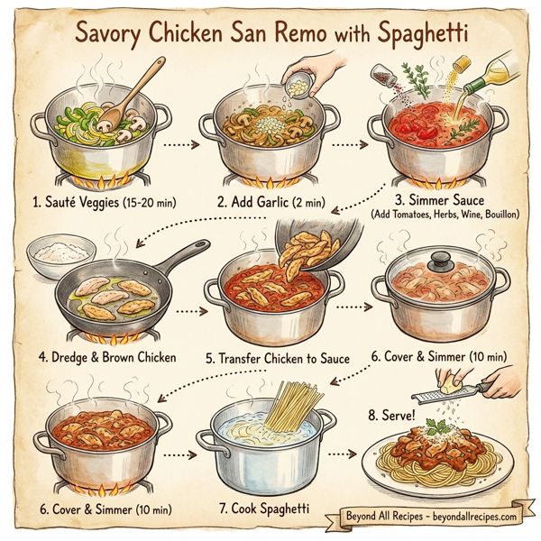 Savory Chicken San Remo with Spaghetti instructions