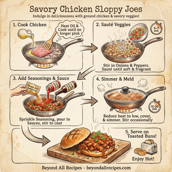 Savory Chicken Sloppy Joes instructions