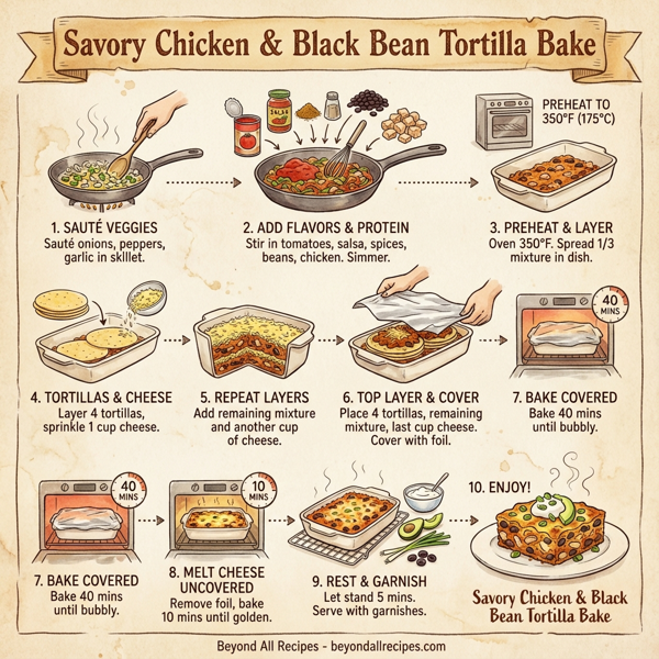 Savory Chicken & Black Bean Tortilla Bake instructions