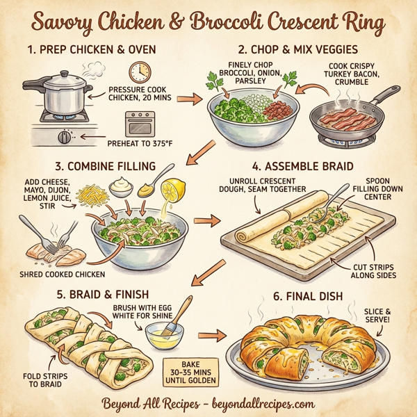 Savory Chicken & Broccoli Crescent Ring instructions