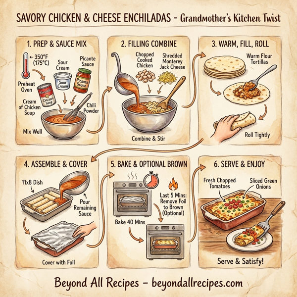 Savory Chicken & Cheese Enchiladas instructions