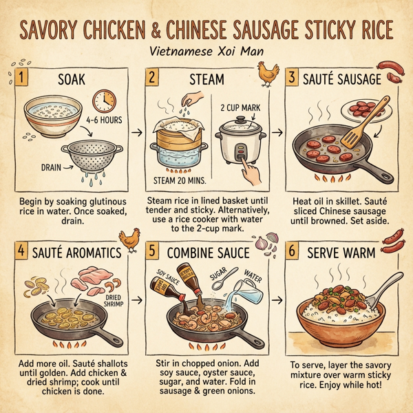 Savory Chicken & Chinese Sausage Sticky Rice instructions