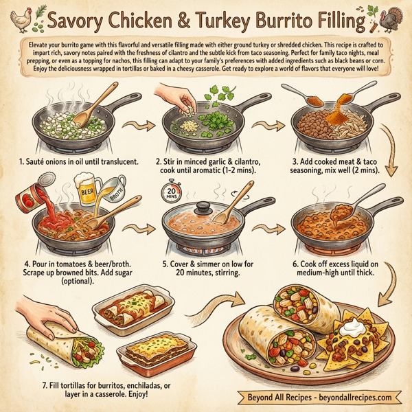 Savory Chicken & Turkey Burrito Filling instructions