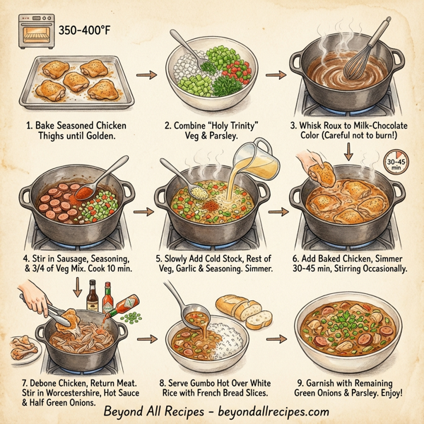 Savory Chicken and Andouille Sausage Gumbo instructions