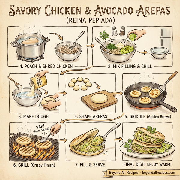 Savory Chicken and Avocado Arepas instructions