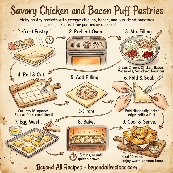 Savory Chicken and Bacon Puff Pastries instructions