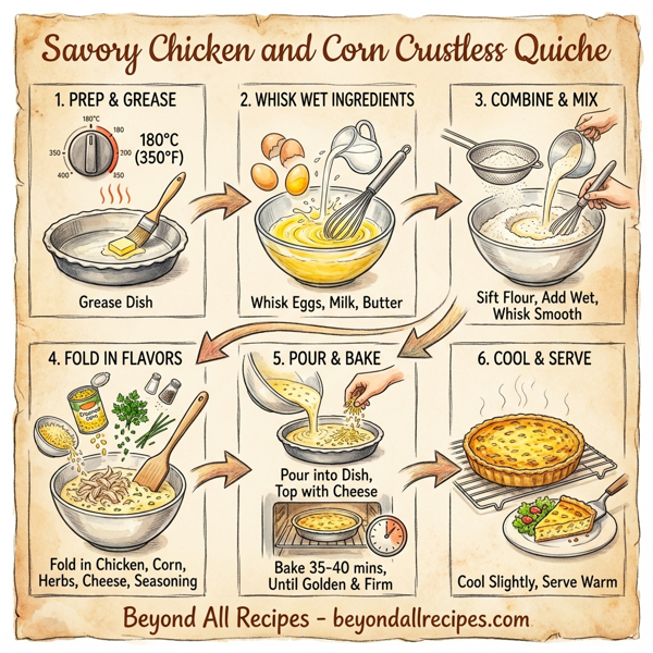 Savory Chicken and Corn Crustless Quiche instructions