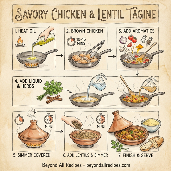 Savory Chicken and Lentil Tagine with Spices instructions