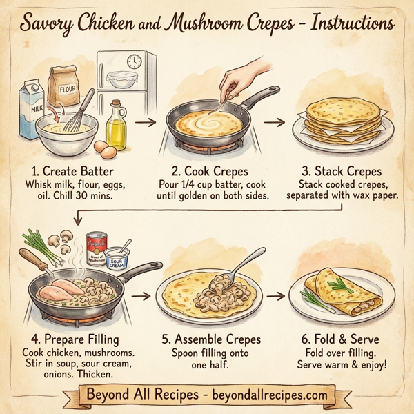 Savory Chicken and Mushroom Crêpes instructions