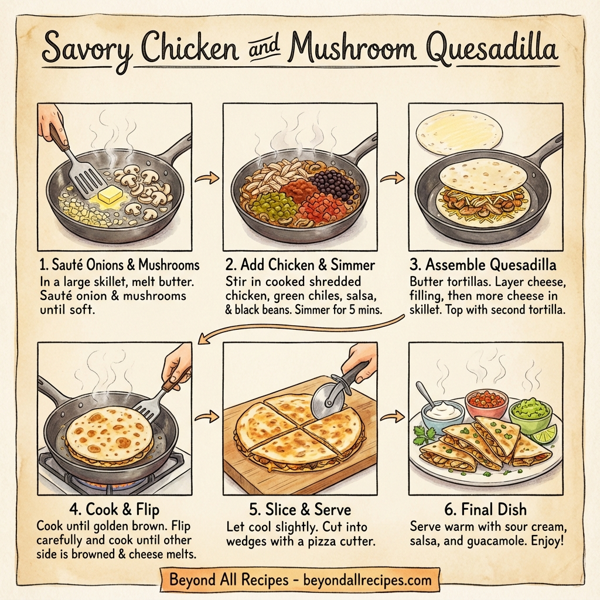 Savory Chicken and Mushroom Quesadilla instructions
