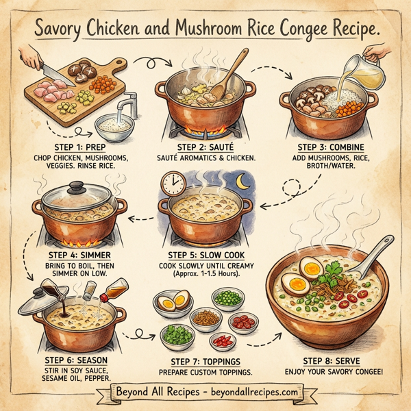 Savory Chicken and Mushroom Rice Congee instructions