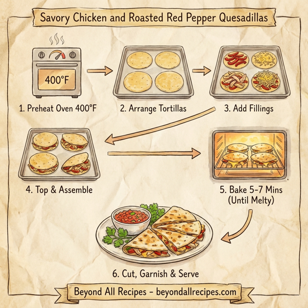 Savory Chicken and Roasted Red Pepper Quesadillas instructions