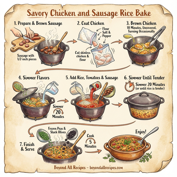 Savory Chicken and Sausage Rice Bake instructions