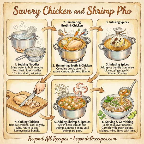 Savory Chicken and Shrimp Pho instructions